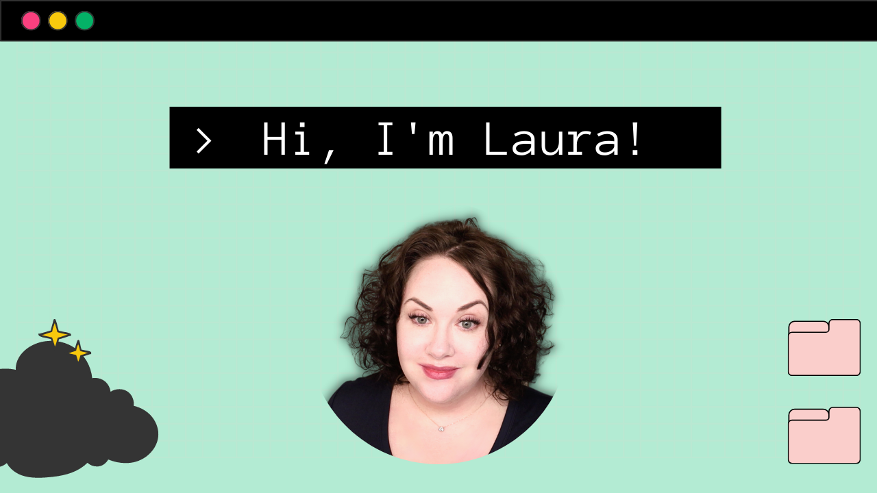 A faux MacOs window with a mint green background.